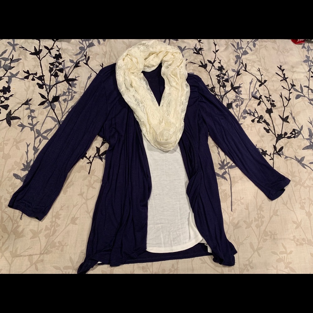 Cardigan/Shirt with Attached Scarf